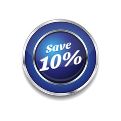 Save 10 Percent Glossy Shiny Circular Vector Button