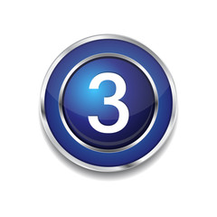 3 Number Circular Vector Blue Web Icon Button