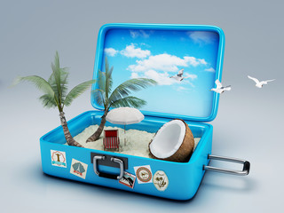Travel suitcase. beach vacation
