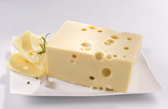 Fresh cheese on white