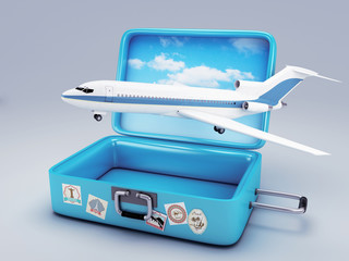 Travel suitcase. vacation concept 3d