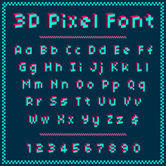 3d Pixel Font On Background
