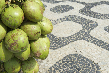 Rio de Janeiro Brazil Coconuts Ipanema Sidewalk