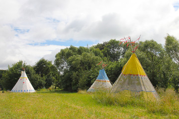 Indian tents on the field