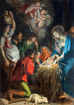 Antwerp  - The Nativity scene  in Saint Pauls church (Paulskerk)