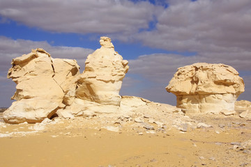 Wind and sun modeled in White desert ,Egypt