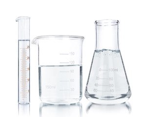 Test-tubes isolated on white. Laboratory glassware