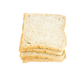 Whole wheat sliced isolated on white background,top view