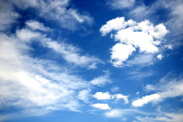 Blue sky with white and dark clouds