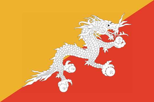 High detailed flag of Bhutan