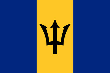 High detailed vector flag of Barbados - obrazy, fototapety, plakaty