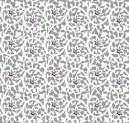 White seamless floral pattern with lace and pearls
