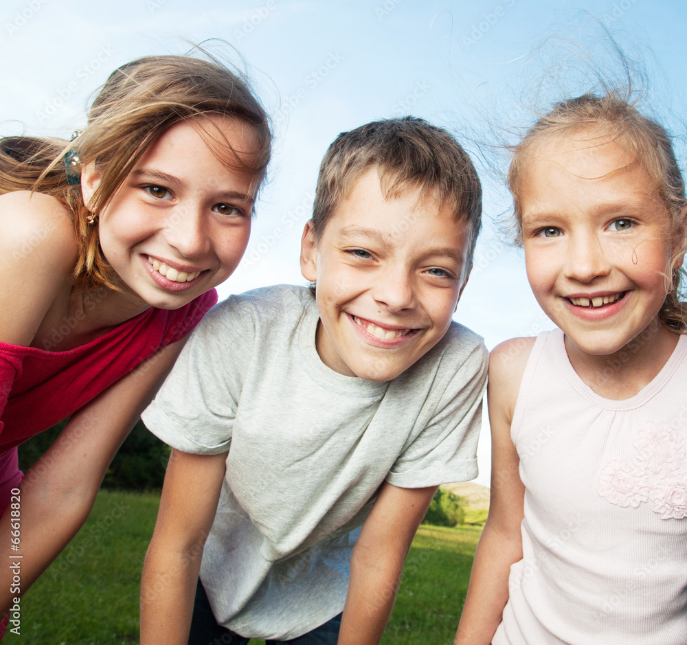 Sticker children at summer