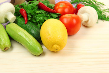 Cooking concept. Groceries on wooden table