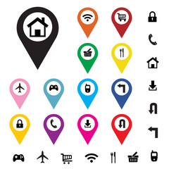 Color pointers with icons vector.