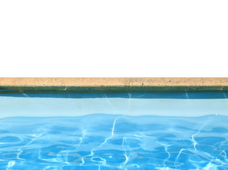 Fototapeta na wymiar Swimming pool boarder with blue water isolated on white