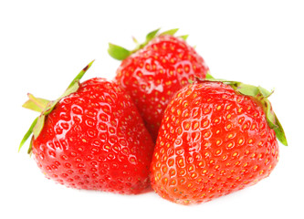 Ripe sweet strawberries isolated on white