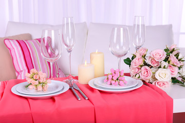 Festive table setting in interior
