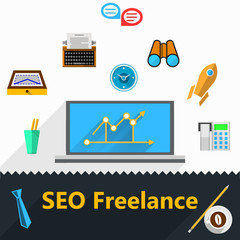 Flat icons for freelance and SEO