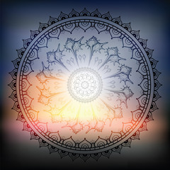 Mandala. Sea background.