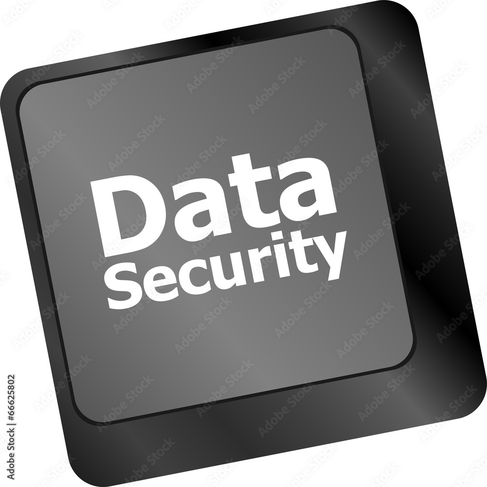 Poster data security word with icon on keyboard button
