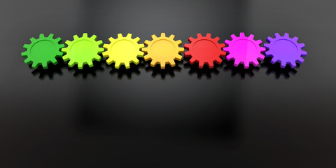 colorful gears in row