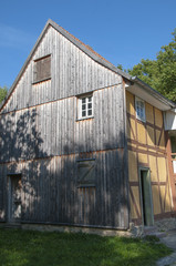 half-timbered house with wooden front