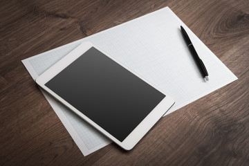 empty tablet on the desk