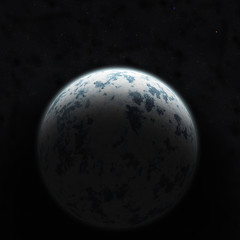 Obraz na płótnie Canvas Realistic blue planet against the starry sky.