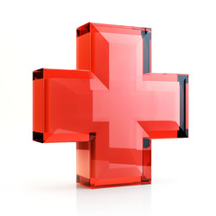 Red cross 3D - obrazy, fototapety, plakaty