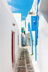 Narrow lane in Mykonos old town