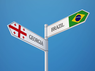 Brazil Georgia  Sign Flags Concept