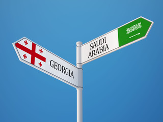 Fototapeta premium Saudi Arabia Georgia Sign Flags Concept