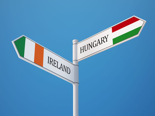 Hungary Ireland  Sign Flags Concept