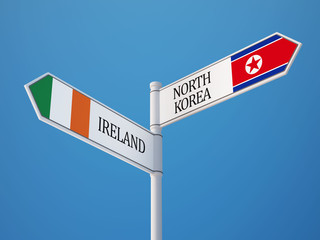 North Korea Ireland  Sign Flags Concept - obrazy, fototapety, plakaty