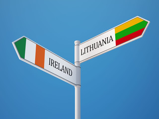 Lithuania Ireland  Sign Flags Concept