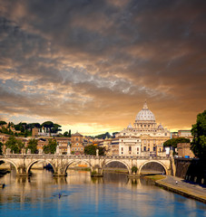 Basilica di San Pietro with bridge in Vatican, Rome, Italy