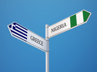 Nigeria Greece  Sign Flags Concept