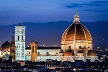 Wandcirkels tuinposter Dome of Florence Cathedral, night in Tuscany © ecstk22