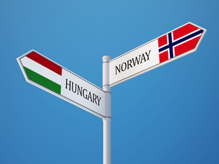 Norway Hungary  Sign Flags Concept