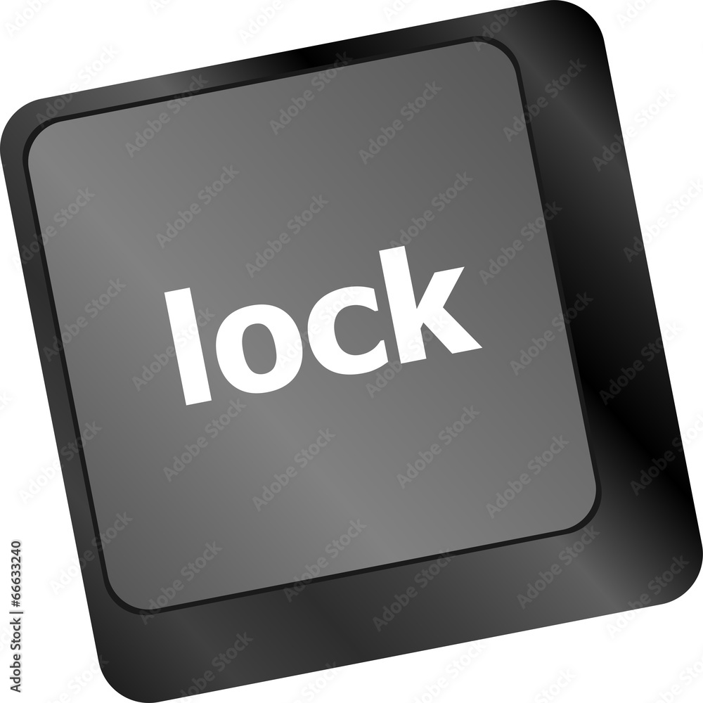 Poster privacy concept: computer keyboard with lock word