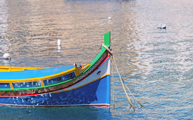 Fototapeta na wymiar Details of Traditioanl fishermen boat in Spinola bay