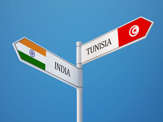 Tunisia India  Sign Flags Concept