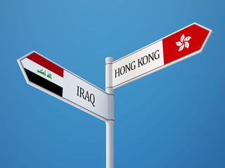 Iraq Hong Kong  Sign Flags Concept