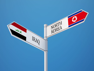North Korea Iraq  Sign Flags Concept