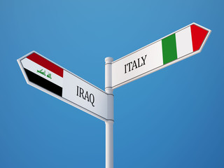 Italy Iraq  Sign Flags Concept