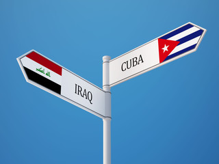 Cuba Iraq  Sign Flags Concept