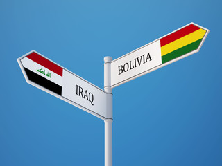 Bolivia Iraq  Sign Flags Concept