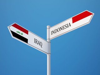 Indonesia Iraq  Sign Flags Concept
