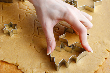 Woman making christmas cookies